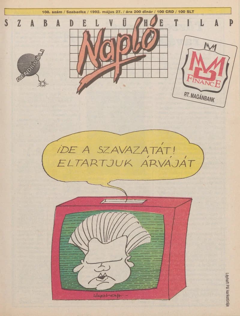Napló - Szabadelvű hetilap, 3. évf. 1992. május 27. 108. sz.