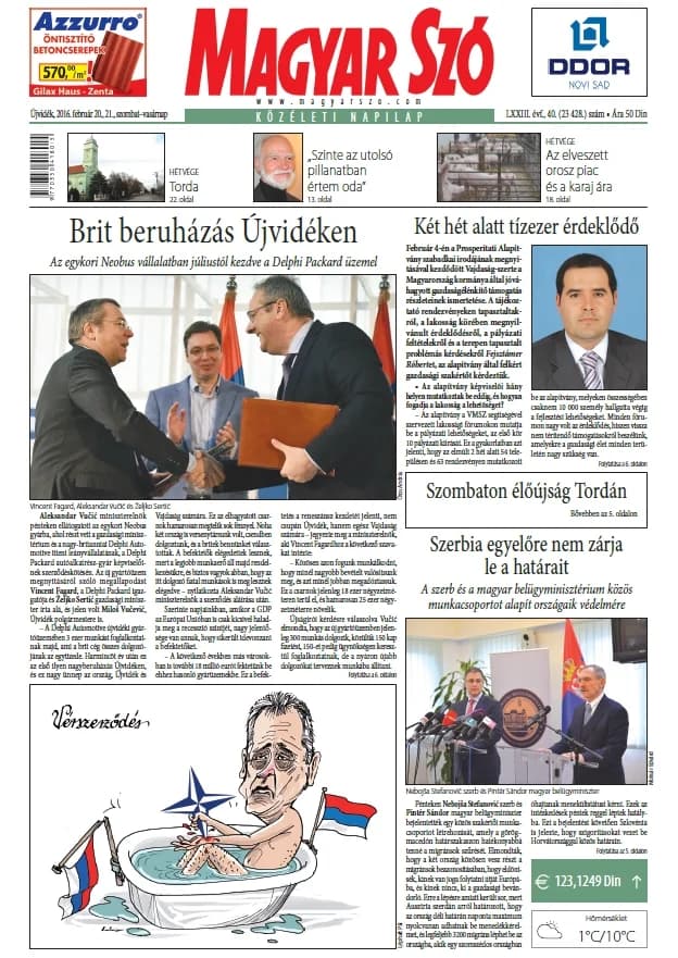 Magyar Szó, 73. évf. 2016. február 20. – 21. 40. sz. 1–48. oldal