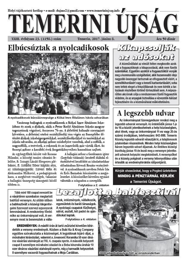 Temerini Újság, 23. évf. 2017. június 8. 23. sz.
