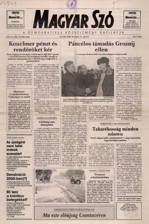Magyar Szó, 56. évf. 1999. december 17. 250. sz. 1–16. oldal