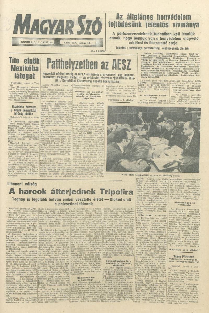 Magyar Szó, 33. évf. 1976. január 13. 11. sz. 1–20. oldal
