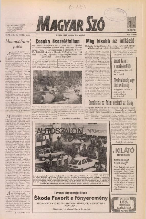 Magyar Szó, 47. évf. 1990. március 31. 88. sz. 1–28. oldal