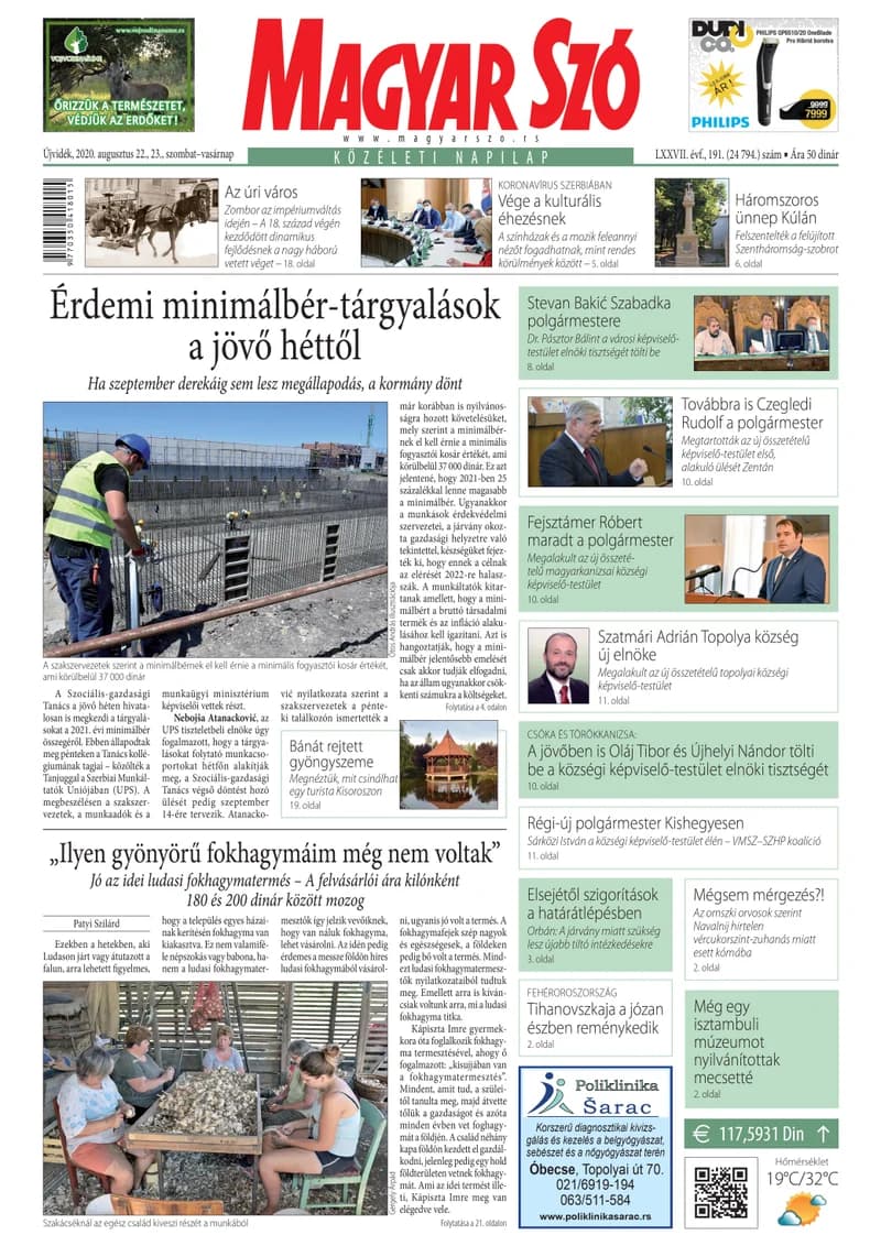 Magyar Szó, 77. évf. 2020. augusztus 22. – 23. 191. sz. 1–32. oldal