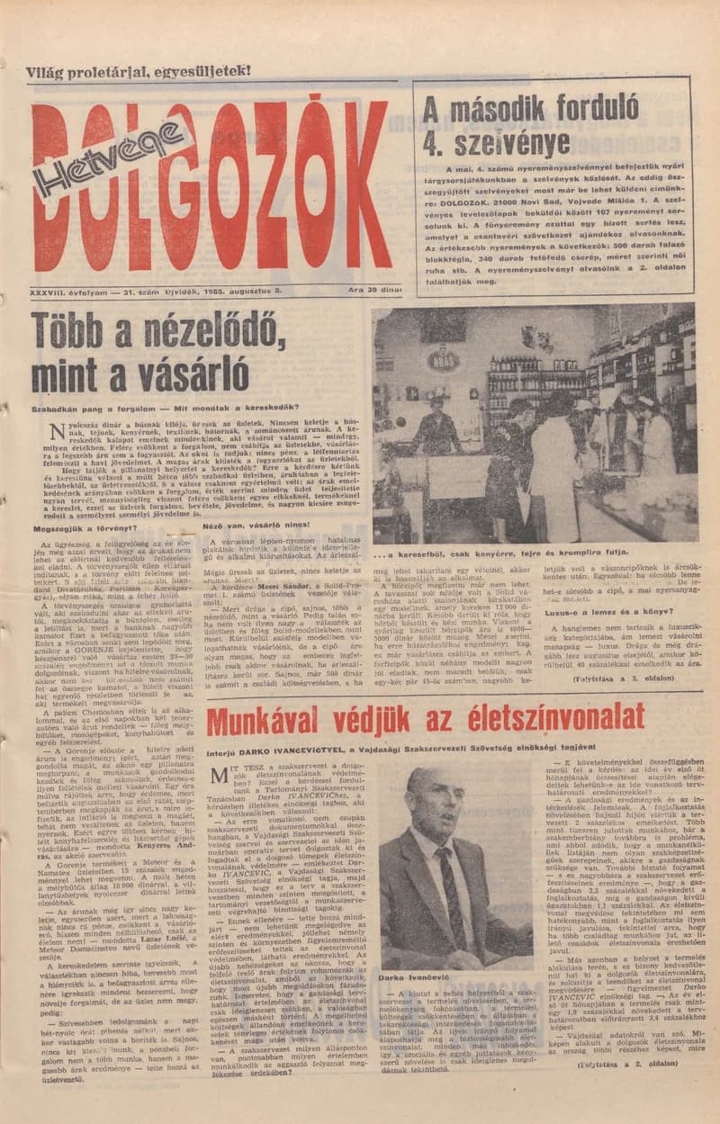 Dolgozók, 39. évf. 1985. augusztus 8. 31. sz.