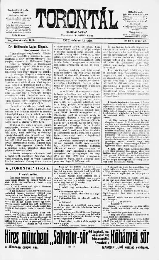 Torontál, 39. évf. 1910. február 22. 42. sz.