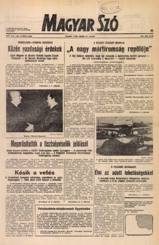 Magyar Szó, 45. évf. 1988. április 13. 102. sz. 1–20. oldal