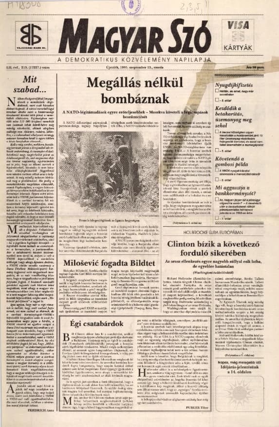 Magyar Szó, 52. évf. 1995. szeptember 13. 213. sz. 1–16. oldal