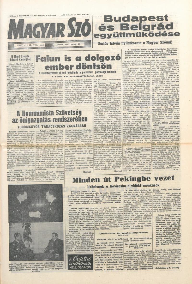 Magyar Szó, 24. évf. 1967. január 20. 17. sz. 1–20. oldal