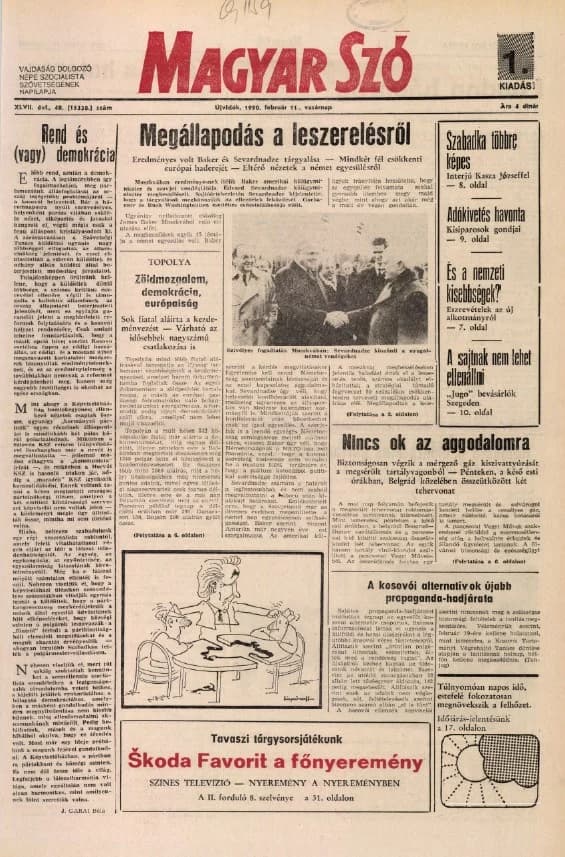 Magyar Szó, 47. évf. 1990. február 11. 40. sz. 1–32. oldal