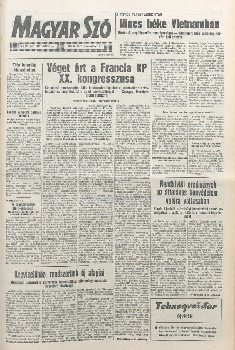 Magyar Szó, 29. évf. 1972. december 18. 347. sz. 1–10. oldal