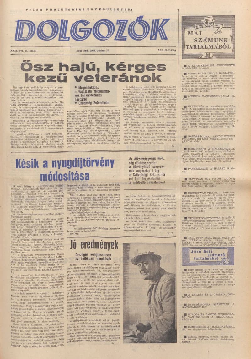 Dolgozók, 23. évf. 1969. június 27. 25. sz.