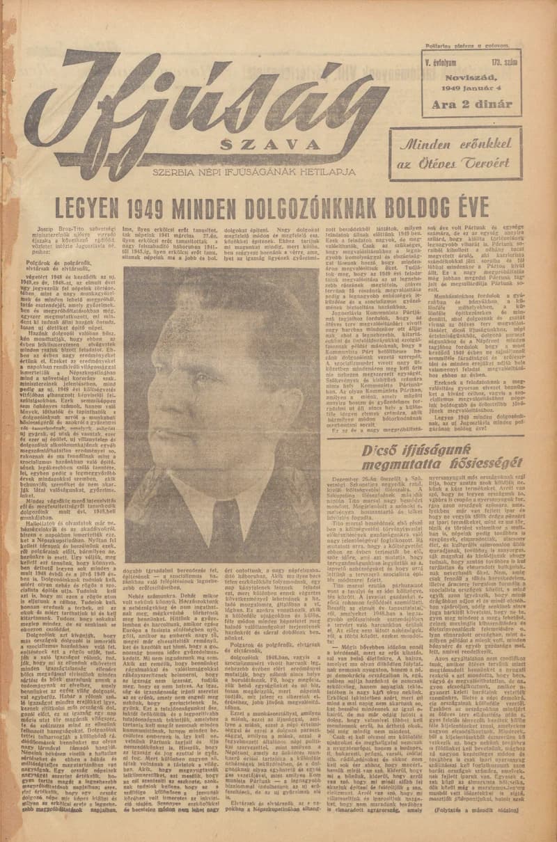 Ifjúság Szava, 5. évf. 1949. január 4. 173. sz.