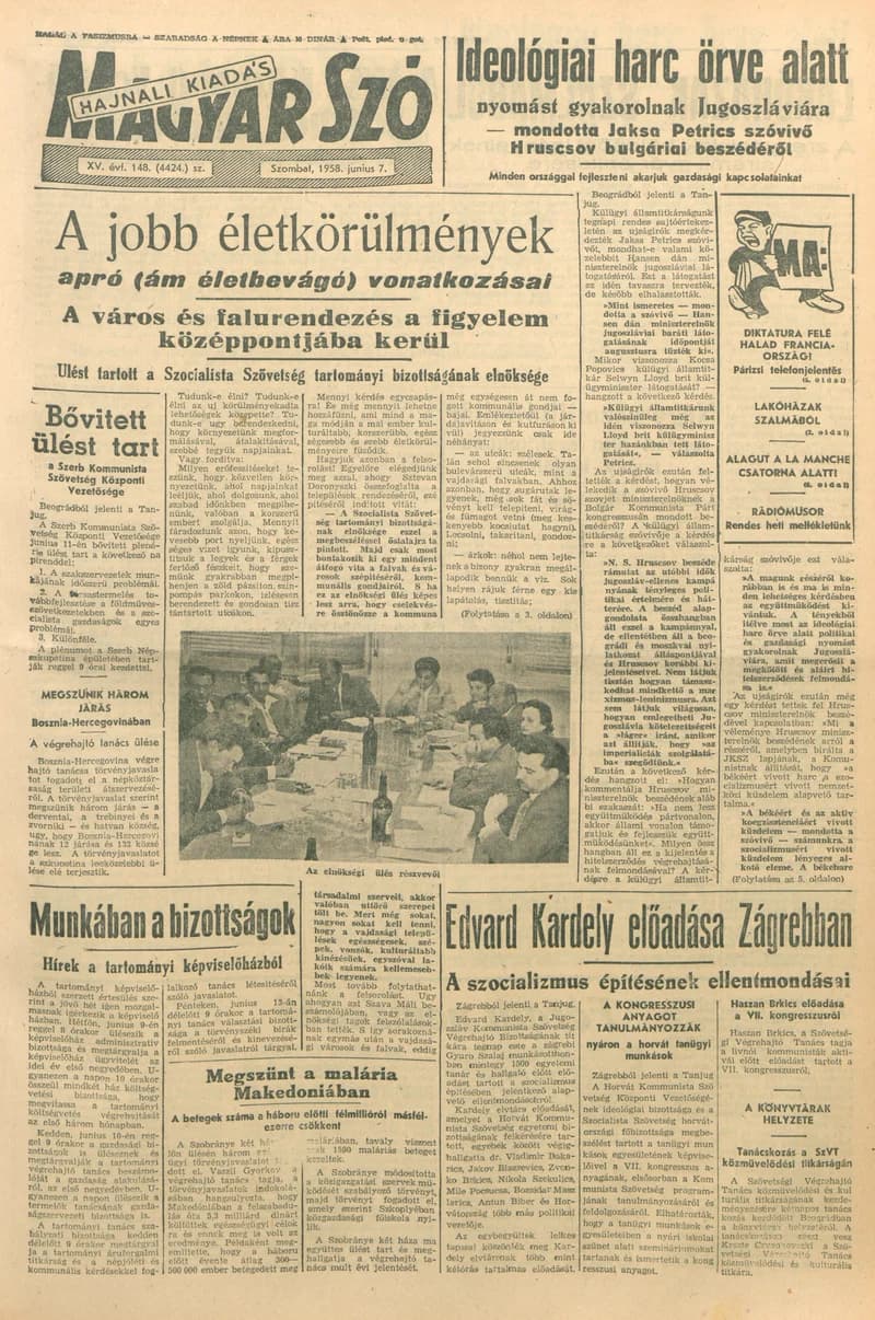 Magyar Szó, 15. évf. 1958. június 7. 148. sz. 1–18. oldal