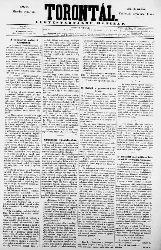 Torontál, 2. évf. 1873. december 11. 50. sz.
