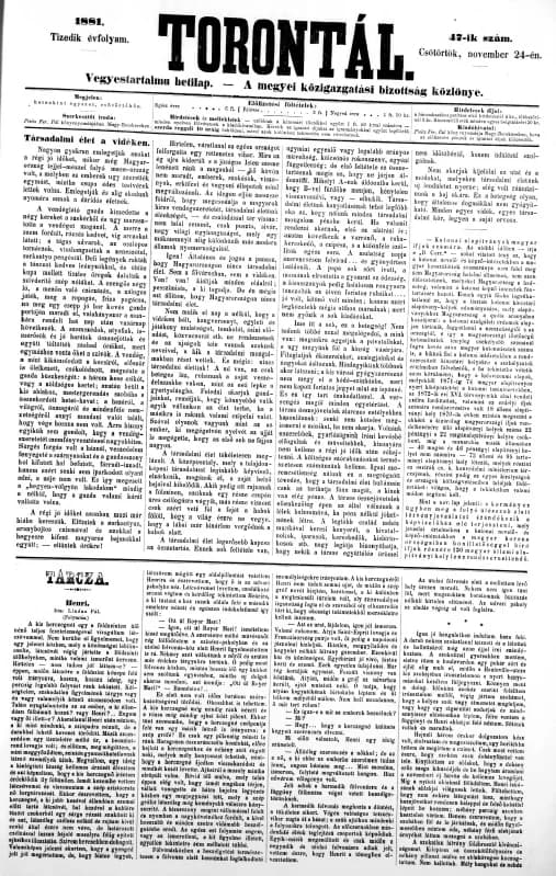 Torontál, 10. évf. 1881. november 24. 47. sz.