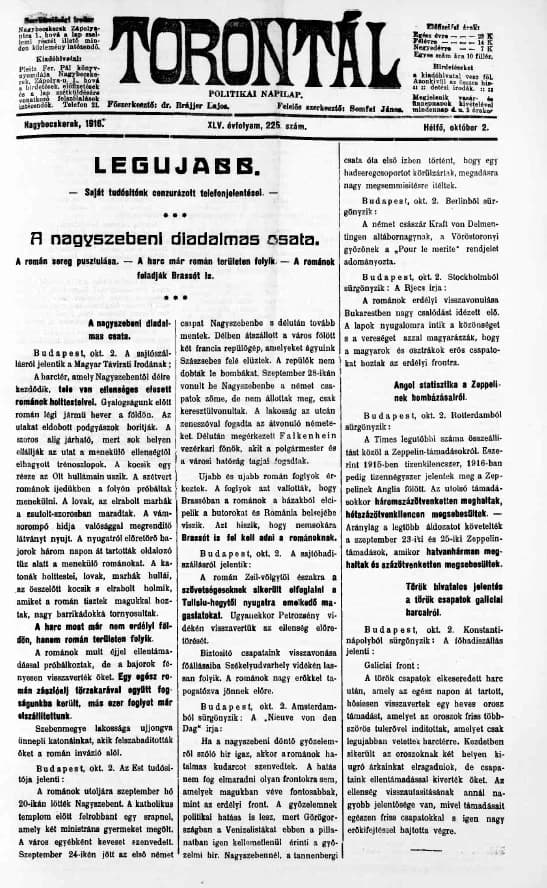 Torontál, 45. évf. 1916. október 2. 225. sz.
