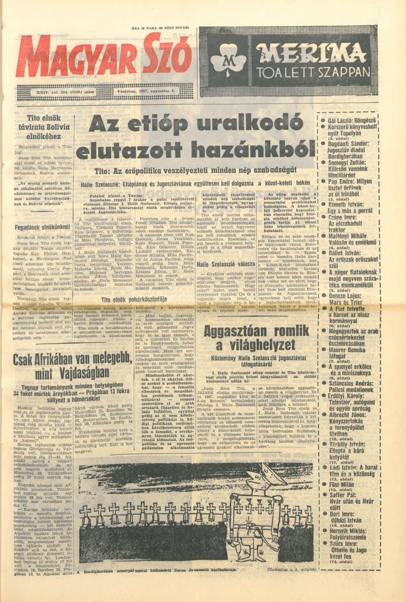 Magyar Szó, 24. évf. 1967. augusztus 6. 214. sz. 1–24. oldal