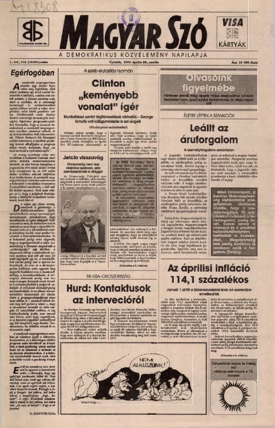 Magyar Szó, 50. évf. 1993. április 28. 114. sz. 1–12. oldal