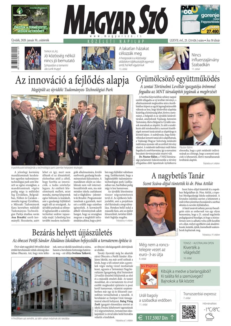 Magyar Szó, 77. évf. 2020. január 30. 23. sz. 1–20. oldal