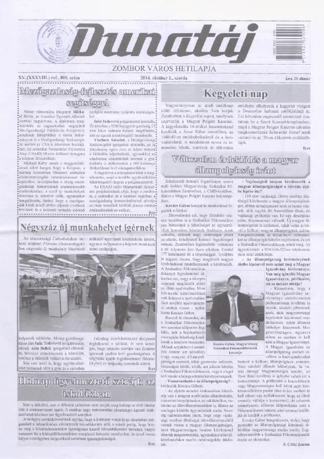 Dunatáj, 16. évf. 2014. október 1. 800. sz.