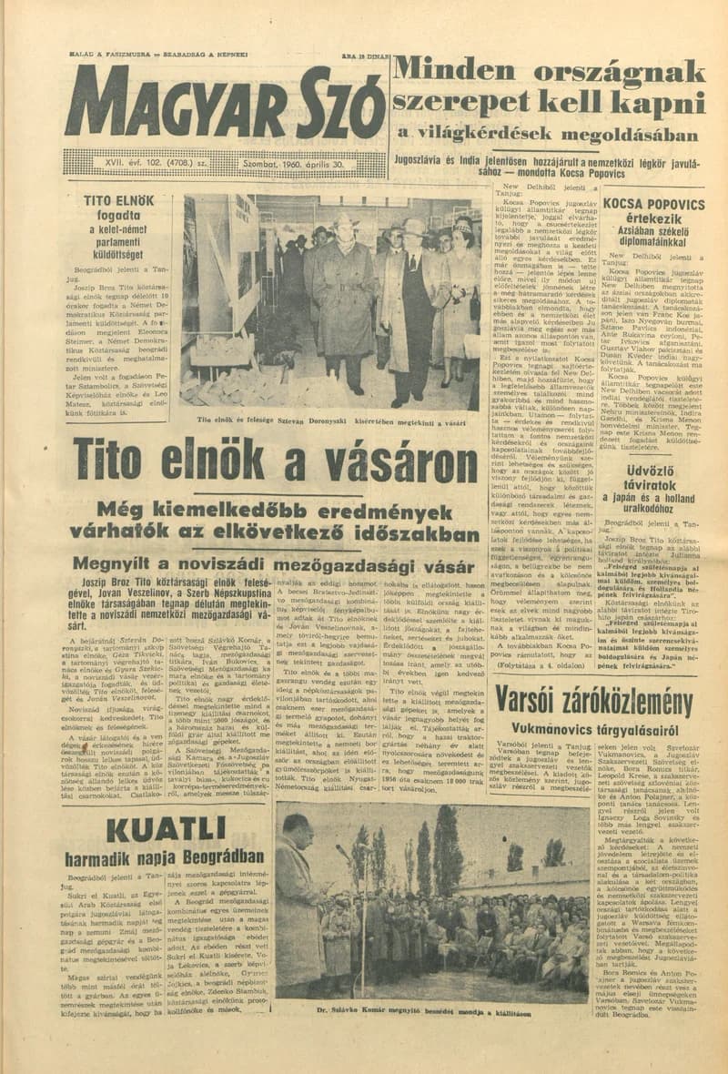 Magyar Szó, 17. évf. 1960. április 30. 102. sz. 1–24. oldal