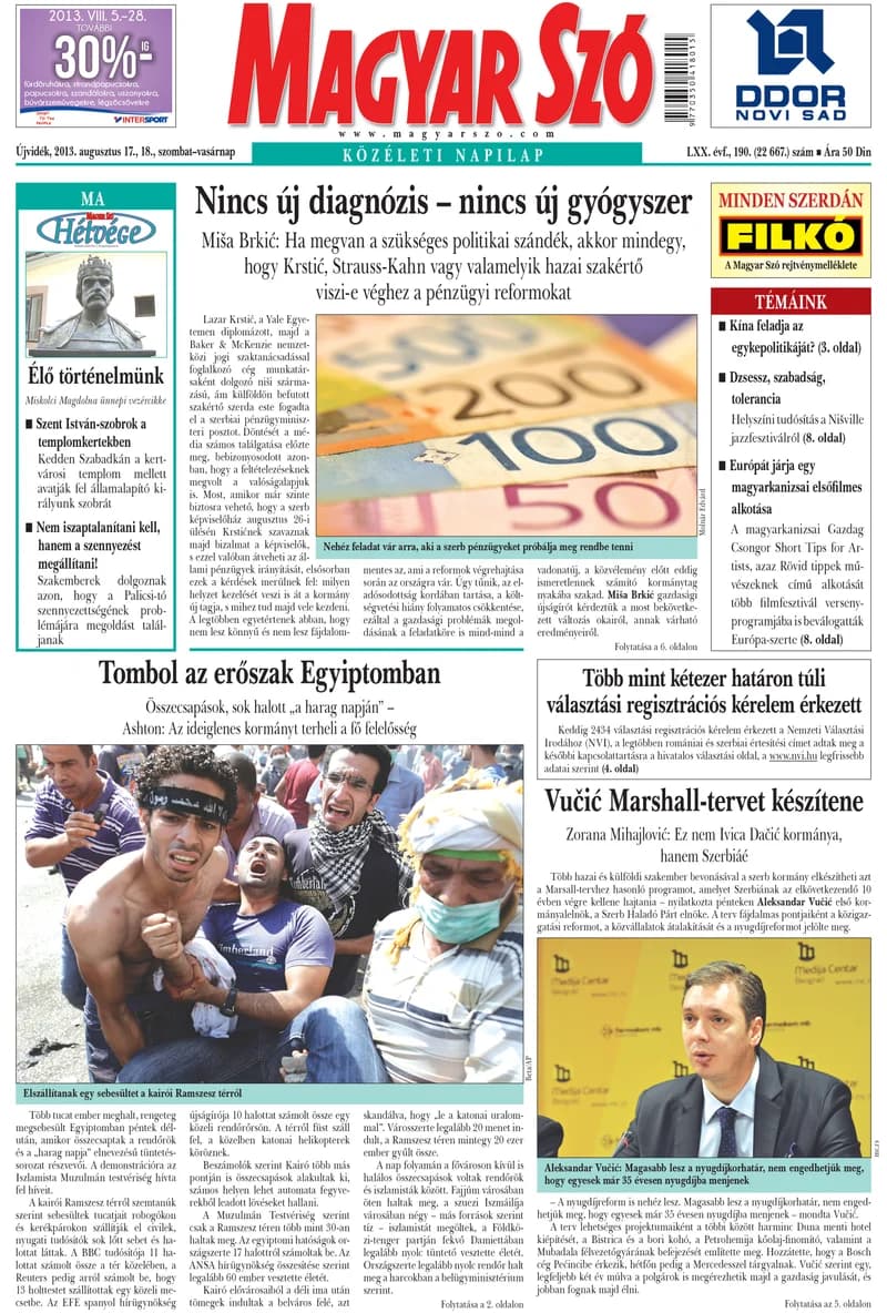 Magyar Szó, 70. évf. 2013. augusztus 17. – 18. 190. sz. 1–40. oldal