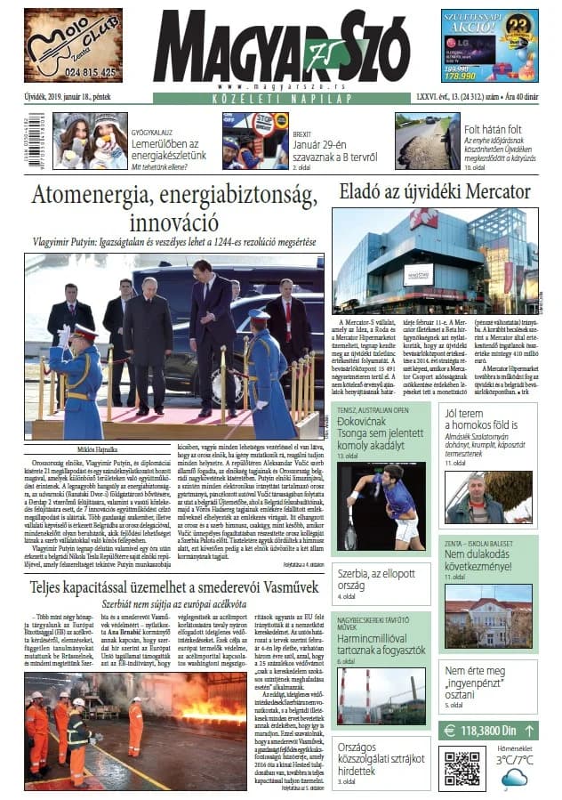 Magyar Szó, 76. évf. 2019. január 18. 13. sz. 1–16. oldal