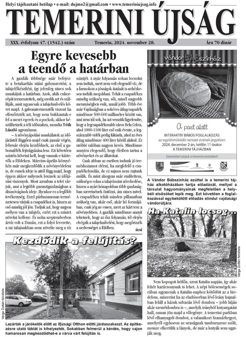 Temerini Újság, 30. évf. 2024. november 28. 47. sz.