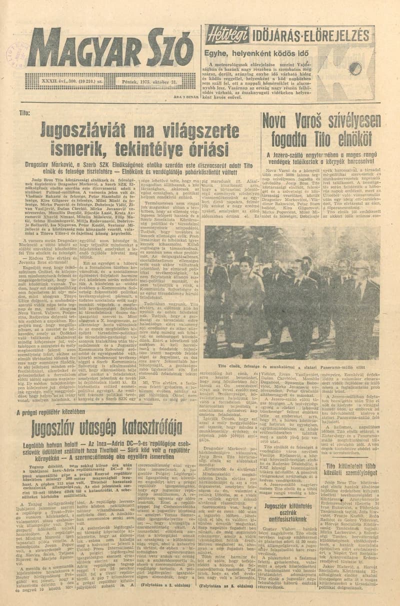 Magyar Szó, 32. évf. 1975. október 31. 300. sz.