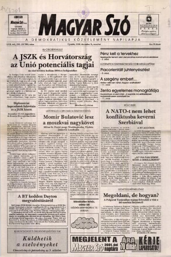 Magyar Szó, 57. évf. 2000. december 9. 290. sz. 1–16. oldal