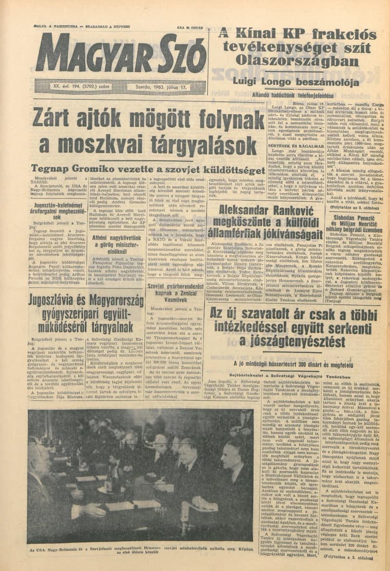 Magyar Szó, 20. évf. 1963. július 17. 194. sz. 1–14. oldal