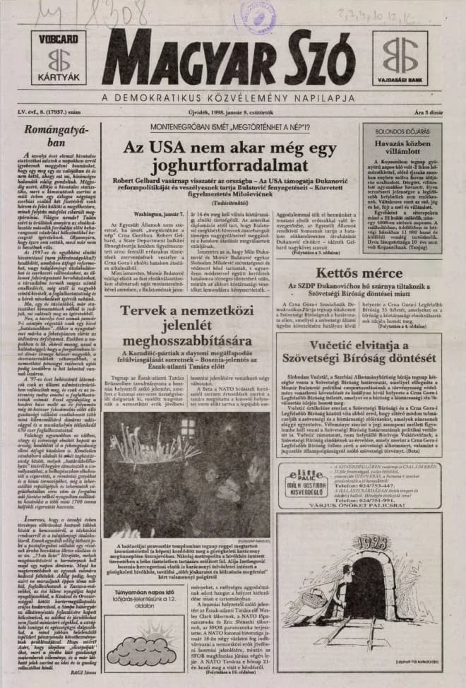Magyar Szó, 55. évf. 1998. január 8. 8. sz. 1–16. oldal