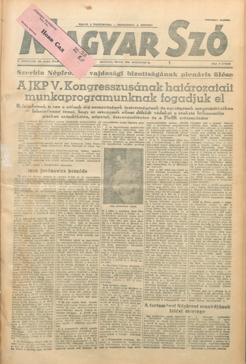 Magyar Szó, 5. évf. 1948. augusztus 30. 208. sz. 1–4. oldal