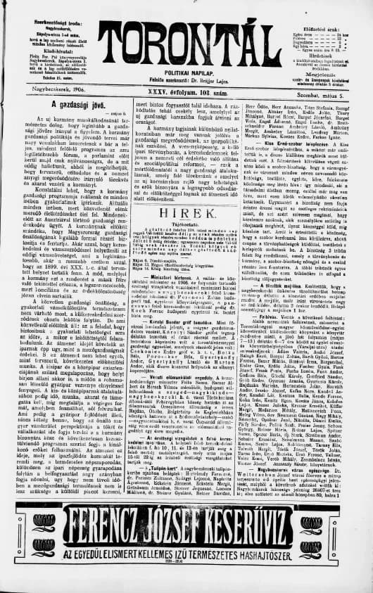 Torontál, 35. évf. 1906. május 5. 103. sz.