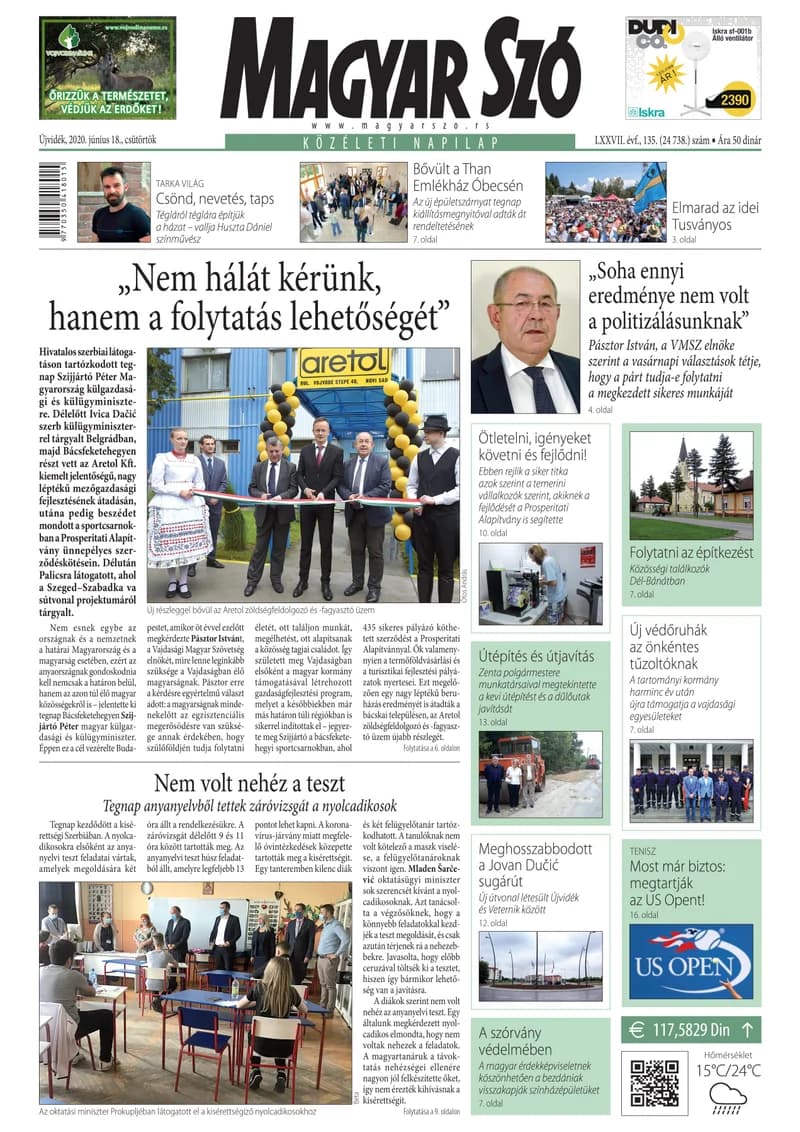 Magyar Szó, 77. évf. 2020. június 18. 135. sz. 1–20. oldal