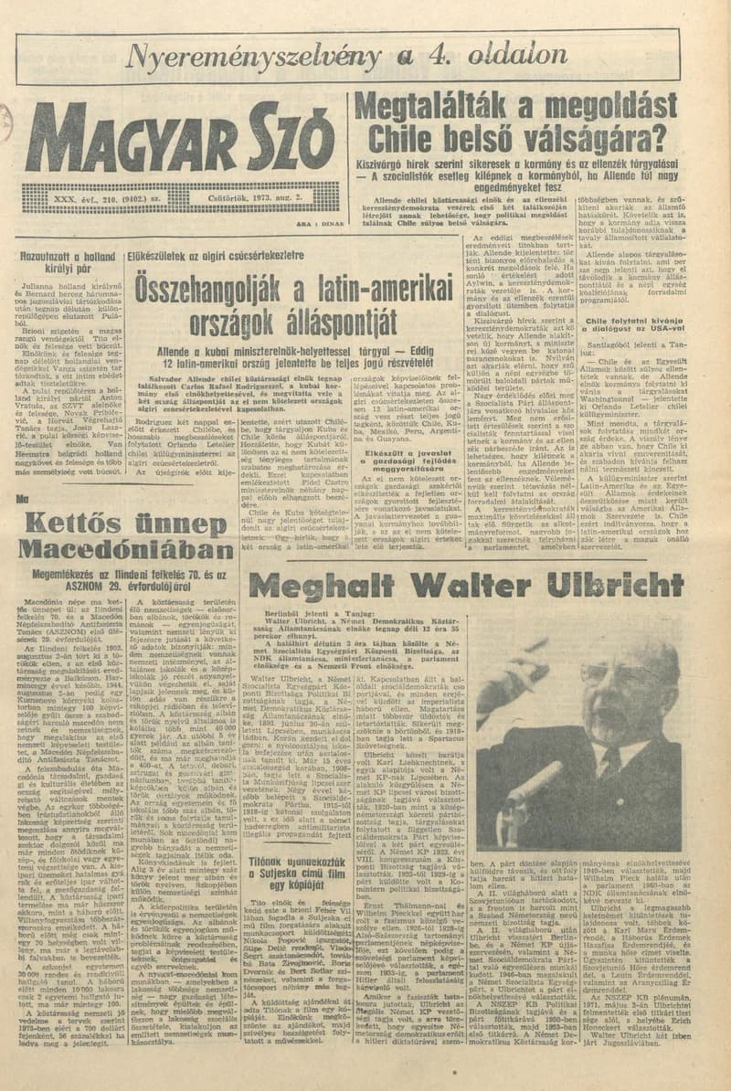 Magyar Szó, 30. évf. 1973. augusztus 2. 210. sz. 1–14. oldal