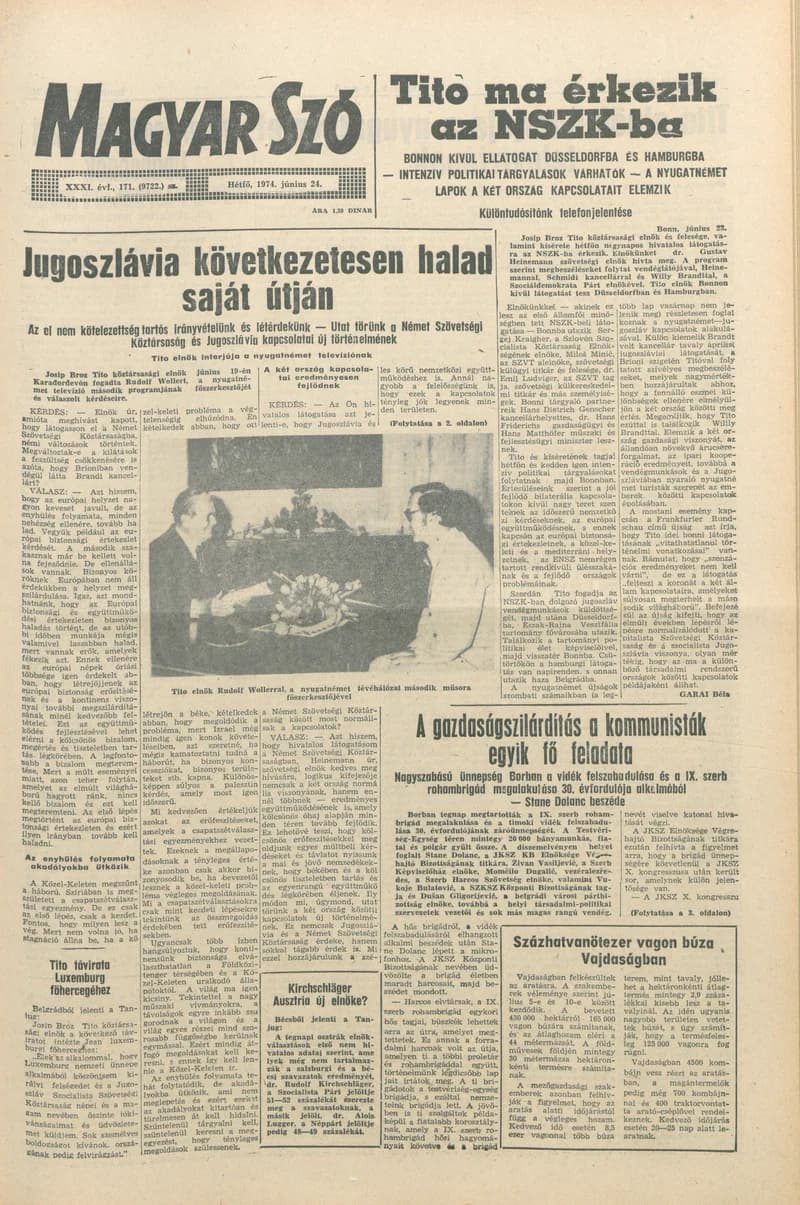Magyar Szó, 31. évf. 1974. június 24. 171. sz. 1–4. oldal