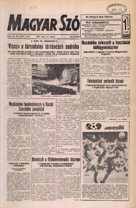 Magyar Szó, 43. évf. 1986. június 13. 160. sz. 1–24. oldal