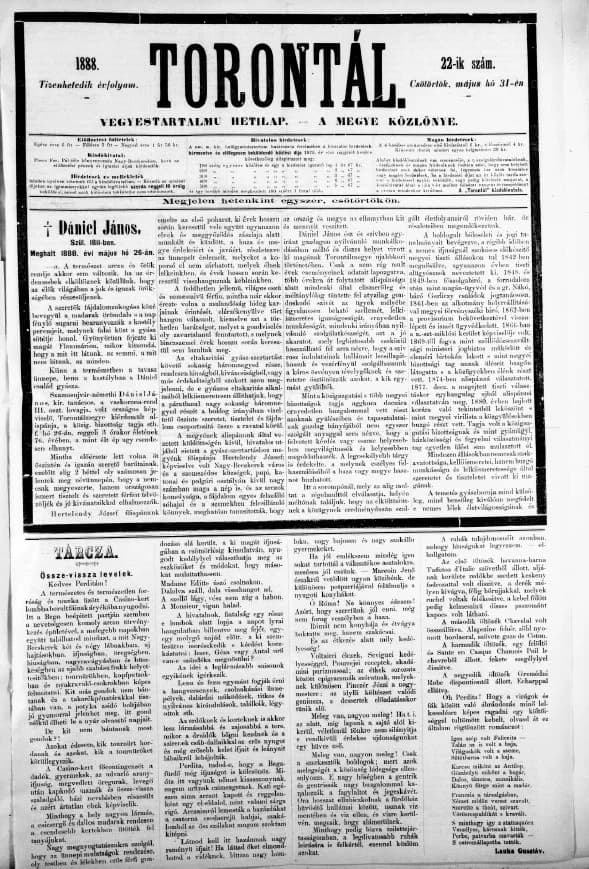 Torontál, 17. évf. 1888. május 31. 22. sz.