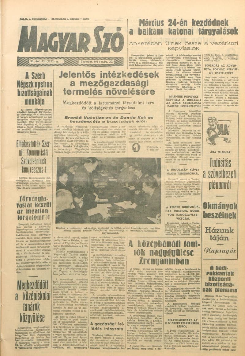 Magyar Szó, 11. évf. 1954. március 20. 75. sz. 1–10. oldal