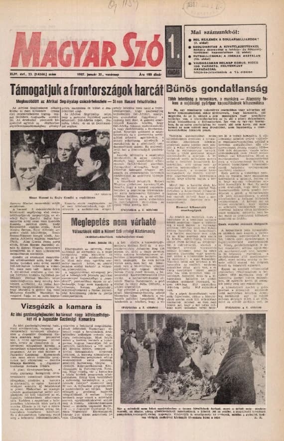 Magyar Szó, 44. évf. 1987. január 25. 23. sz. 1–28. oldal