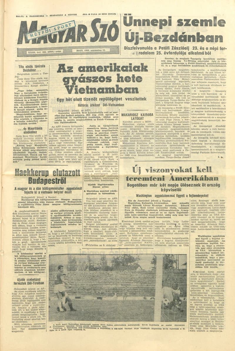 Magyar Szó, 23. évf. 1966. augusztus 15. 222. sz.