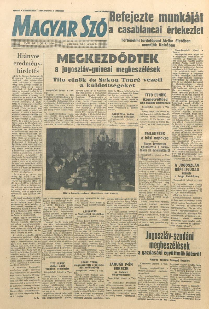 Magyar Szó, 18. évf. 1961. január 8. 5. sz. 1–24. oldal