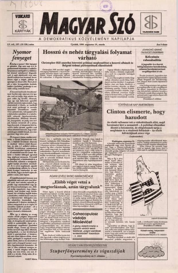 Magyar Szó, 55. évf. 1998. augusztus 19. 197. sz. 1–16. oldal