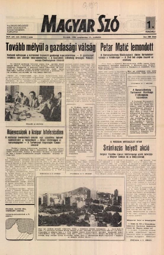 Magyar Szó, 45. évf. 1988. szeptember 15. 255. sz.