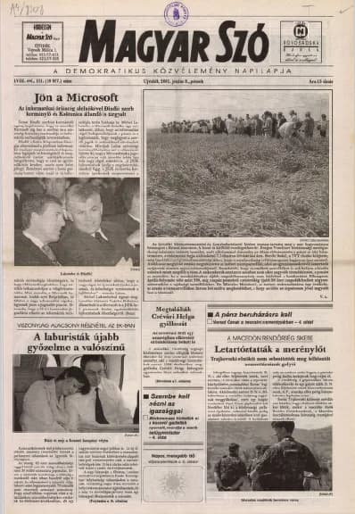 Magyar Szó, 58. évf. 2001. június 8. 131. sz. 1–16. oldal