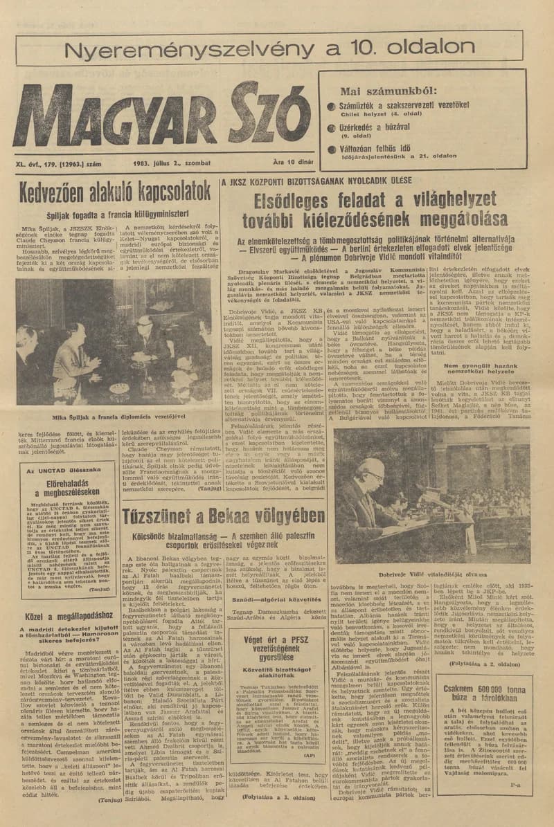 Magyar Szó, 40. évf. 1983. július 2. 179. sz. 1–24. oldal
