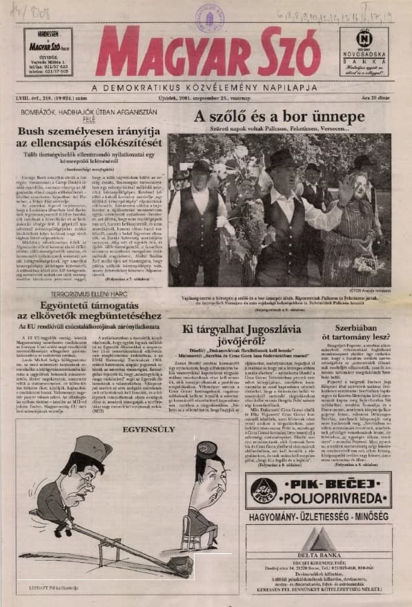 Magyar Szó, 58. évf. 2001. szeptember 23. 218. sz. 1–28. oldal