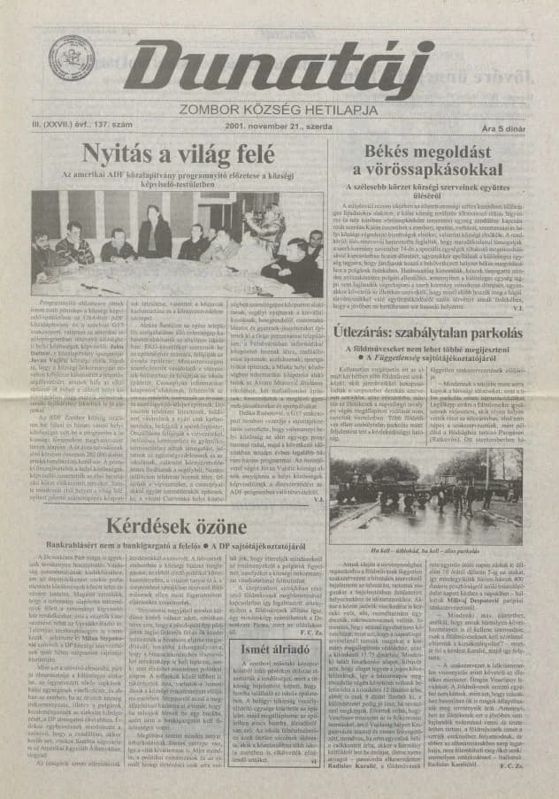 Dunatáj, 3. évf. 2001. november 21. 137. sz.