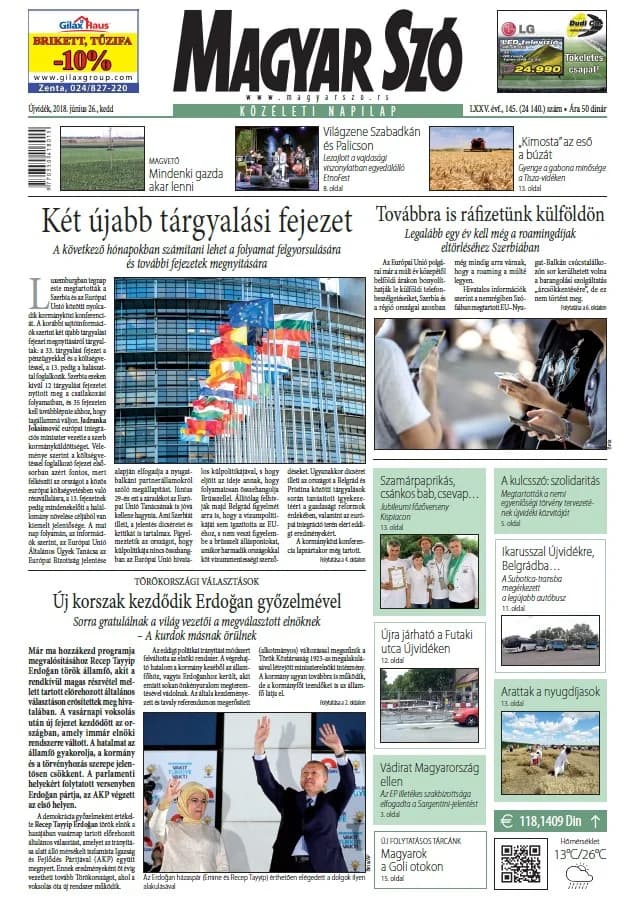 Magyar Szó, 75. évf. 2018. június 26. 145. sz. 1–20. oldal